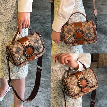 伯姿莉(baizili)品牌真皮包包女包轻奢夏季新款宽肩带小方包斜挎包单