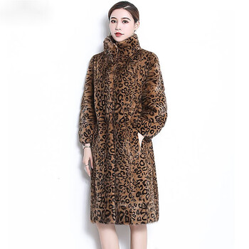 wonst轻奢高档品牌豹纹貂皮大衣女整貂中长款时尚进口水貂皮草外套