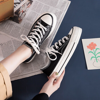 瑞安硫化女鞋白色低帮厚底帆布鞋女百搭鞋子增高布鞋女ins潮fb 厚底