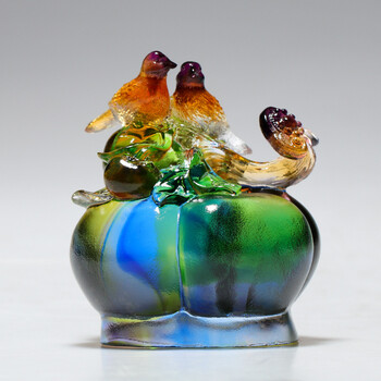 沃之沃琉璃喜上枝头喜鹊柿子事事如意结婚礼物中式酒柜玄关工艺品摆件