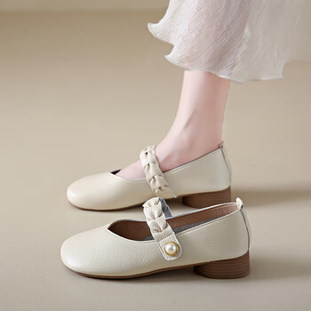 回力四季单鞋女2024新款真皮复古玛丽珍女鞋夏季软底舒适豆豆鞋妈妈鞋