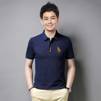 罗蒙短袖polo衫男短袖商务休闲上衣刺绣翻领男装xn-6637 宝蓝 xl