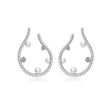 爱帛哆aiboduo施华洛世奇锆gam人鱼泪u型珍珠耳环设计气质小众银耳饰