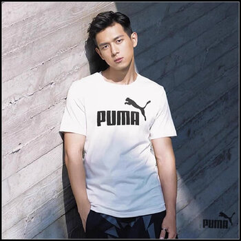 彪马puma短袖男夏季t恤纯棉运动服时尚休闲圆领宽松半袖薄汗衫潮白色s