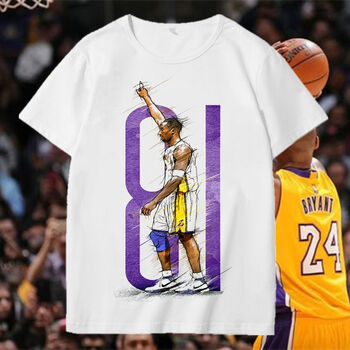 识恩夏全湖人队短袖t恤篮球衣服周边黑曼巴男13儿童10码4558斤