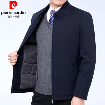 皮尔卡丹（PIERRE CARDIN）品牌男装棉衣男外套男士棉袄爸爸装加厚保暖棉服男上衣爸爸装 （9982拉链款）深蓝色 175码-适合体重125-140斤
