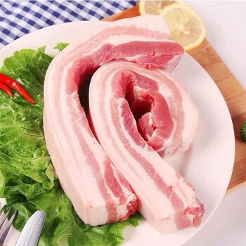 新鲜带皮五花肉生猪肉精三线整大块五花肉熏腊肉 净重4斤带皮肋排
