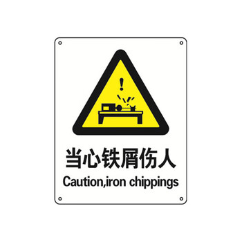 安赛瑞 国标安全标牌(当心铁屑伤人)安全警示牌 警告标识 塑料板 250