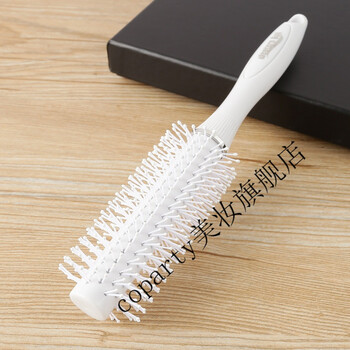梳子卷发梳家用塑料滚梳发廊吹直卷发梨花头内扣理发店造型圆筒梳白色