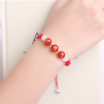 御漪相思定制刻字名字手链玛瑙编织情侣猫眼石情人节生日礼物d红色1个