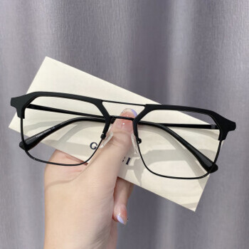 艺伯犁斯新款痞帅眼镜男双梁复古防蓝光眼镜框架平光镜tr90防蓝光镜片