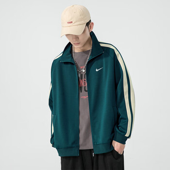 nike耐克外套男士春秋季新款潮牌工装夹克青少年宽松休闲上衣棒球墨绿