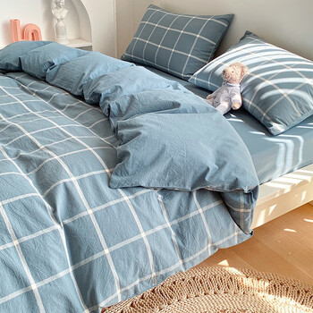 桃薇家纺北欧风ins水洗全棉床上四件套纯棉小清新被套被罩床上用品