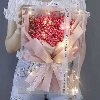 七夕节礼物520礼物送男朋友满天星干花花束礼盒生日母亲节礼物带包装