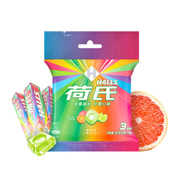 荷氏(halls)炫果缤纷什果味102g三排27粒薄荷糖果润喉凑单零食 1件