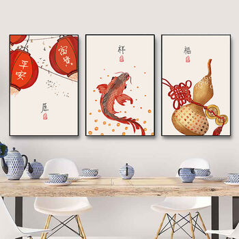 新款餐厅装饰画饭厅餐桌墙面挂画歺厅壁画现代简约中式壁画餐厅祥福