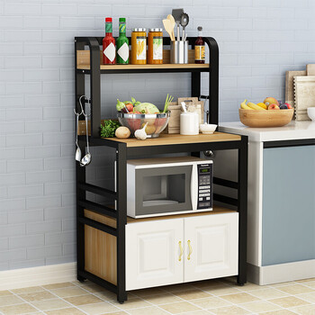 厨房置物柜多功能微波炉置物架储物柜落地多层收纳柜切菜桌操作台长88