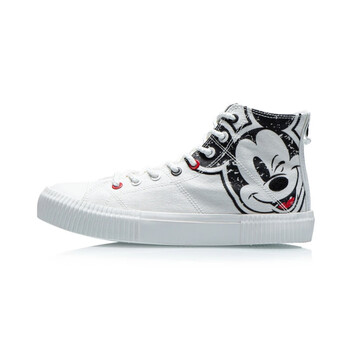 李宁lining女鞋帆布鞋2021夏季新款迪士尼联名米奇小白鞋休闲鞋米白色