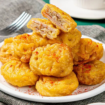 茗仟香脆藕盒猪肉馅藕夹油炸小吃下午茶私房菜商用速冻半成品香脆藕夹