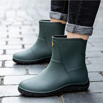 汐鲤雨鞋防雨鞋男士中筒成人工地钓鱼劳保洗车厨房防滑套鞋放水鞋矿工