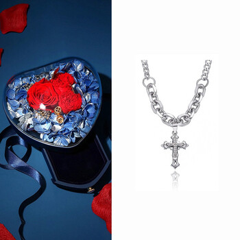 teice 双链拼接镶钻十字架自由古巴项链 男女同款  送女生送男生 古巴