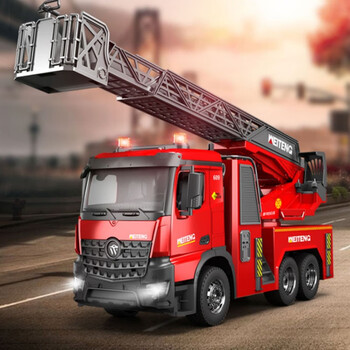 消防员玩具车仿真男孩救援云梯车模型玩具车 遥控云梯消防车可喷水 三