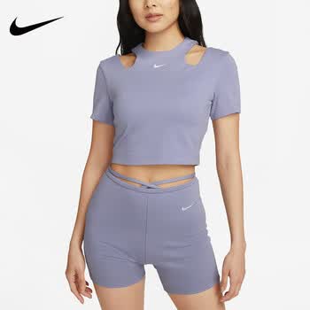 耐克（NIKE）短袖女子夏季新款露肩T恤瑜伽训练高腰紧身舒适运动T恤断码DV7963 DV7963-010 修身款 S