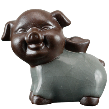 生肖小摆件猴鸡狗猪羊摆件工艺品鼠牛虎兔龙蛇马客厅装饰品哥窑红头款