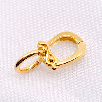 语瑶18k金扣头万能扣吊坠珠宝珍珠小滴溜弹簧扣项链手链黄金配件diy