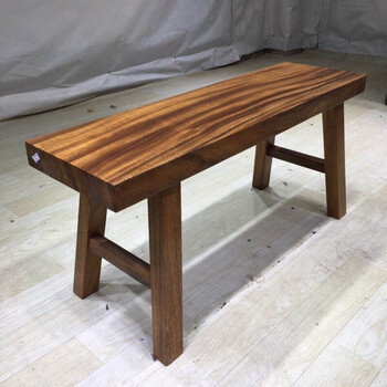 智达星长条凳实木板凳奥坎胡桃木大板凳家用小木凳书桌长凳子高凳换鞋