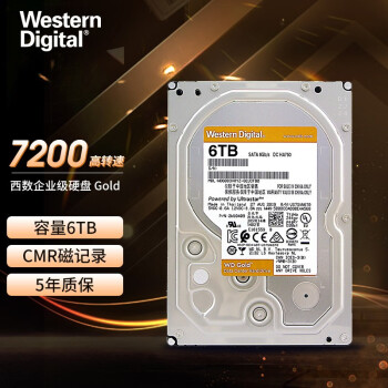 西部数据（WD）企业级 NAS网络存储服务器机械硬盘 7200转 垂直CMR技术 SATA6Gb/s 6T WD6003VRYZ