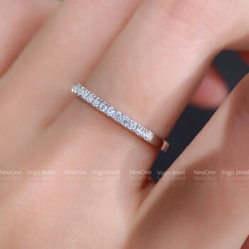 铭闽小排钻戒指女细小众设计小素圈碎钻一圈锆石副戒精致指环尾指 白