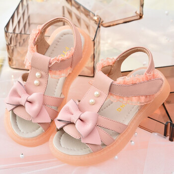 卜丁女童凉鞋夏2022新款牛皮儿童公主鞋子包头童鞋软底小女孩中大童