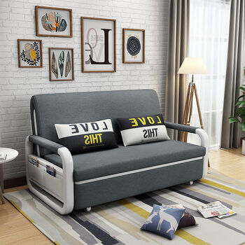 沙发床两用客厅小户型单双人折叠多功能家用出租房推拉可变床 深灰色