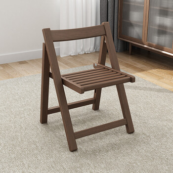 椅子省空间餐椅麻将椅办公电脑便携简易靠背椅子实木折叠椅胡桃色1张