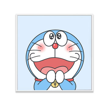 哆啦a梦儿童房装饰画床头画叮当猫挂画卡通女孩男孩卧室有框壁画3款