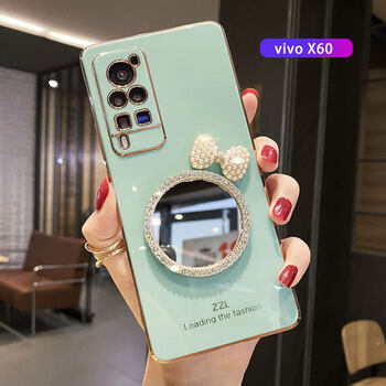 女网红软壳vivo女款por新款创意补妆镜子x60保护套轻奢vivox60宝石绿