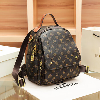 酷奇袋鼠真皮双肩包女2024新款时尚大容量书包感手提单肩包旅行女背包