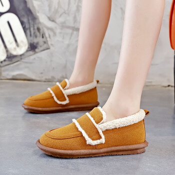 竼笙pengsheng冬季加绒豆豆鞋女办公室一脚蹬懒人休闲