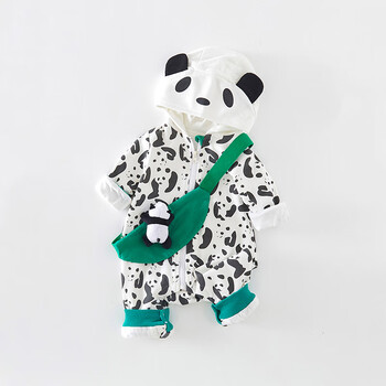 英国next road婴儿衣服宝宝小熊猫外套哈衣秋冬款可爱外出连体衣 白色