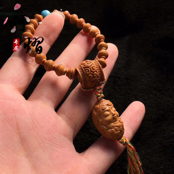 柠熠苏州橄榄核雕女士小手捻文玩手串卡通生肖手机钥匙吊坠挂件单粒