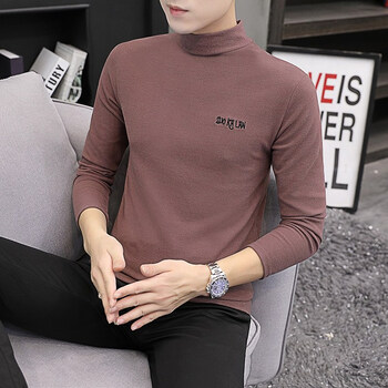 男士薄款春秋高领打底衫超薄花色打底长袖t恤血裇桖修身圆领上衣高端n8501 卡其色xxl 图片价格品牌报价 京东