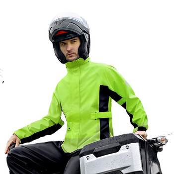 分体式男士电动车摩托车骑行雨衣 外卖骑手反光雨衣雨裤套装 b16 绿色