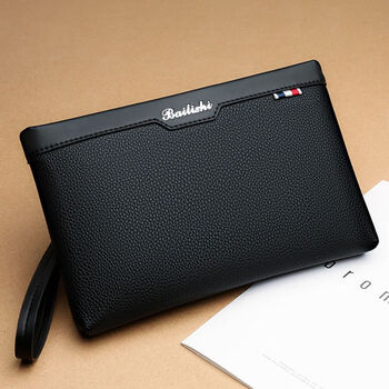 酷奇袋鼠头层牛皮软牛皮新款男士手包真皮大容量手拿包休闲男士钱包手