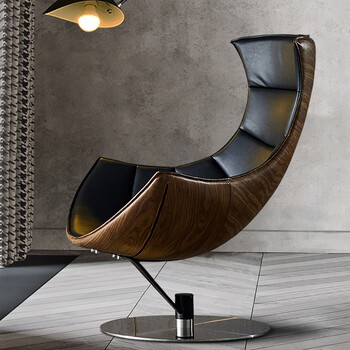 巴尔纳北欧单人皮沙发轻奢单椅蜗牛椅懒人躺椅客厅创意轻奢现代简约