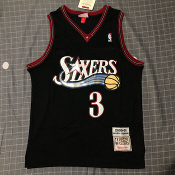 jyli新品活塞队费城76人队艾弗森3号球衣复古版刺绣篮球服比赛队服