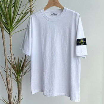 顾渚过验纯色罗盘臂袖章短袖t恤潮流过验男女情侣t 白色 s