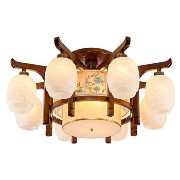 中式吸顶灯实木客厅灯中国风中式风格灯具仿古云石卧室餐厅吸顶灯