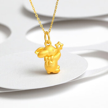 曼舒爱999足金仙女兔黄金吊坠金兔子项链兔年本命年首饰女礼物小兔