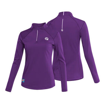qinkung轻功体育:春夏半开拉链运动跑步长袖高弹速干套头衫t恤 紫色 l